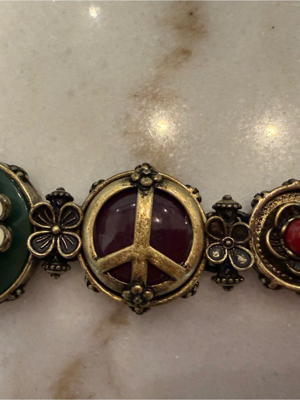 Antique gold enamel floral bracelet - Picture 5 of 7
